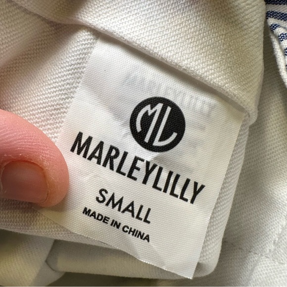 Marleylilly Blue/White Striped Button Snap Front Skirt size S - Picture 2 of 7